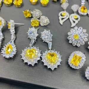 SZ Citrine in Silver Flower VVS1 White Gold Earrings